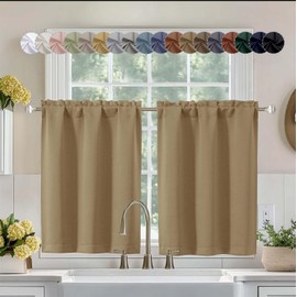 Aiyufeng - cortina oscurecedora corta de 36 pulgadas, juego de 2 paneles, media ventana con bolsillo para barra, cortinas opacas para cocina, cortinas opacas para cortinas de baño, 40 x 36 pulgadas