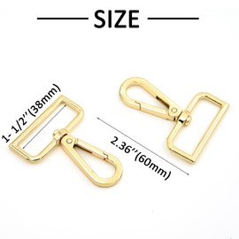 MELORDY 15 Pcs Metal Swivel Lobster Clasp Claw Push Gate Snap Hooks for DIY Crafts Keychain Purse Handbag Making (Gold,1-1/2 inch)