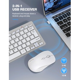 TECKNET Wireless Keyboard and Mouse Combo, Mini Cordless Computer Keyboard and Mouse Set 2.4GHz, Silent Adjustable 1600 DPI, Quiet Click, Lag-Free for Computer, Laptop, PC, Windows, Mac, Chrome OS(SS)