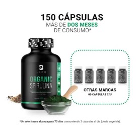 Espirulina Organica De 150 Cáps 500mg Alga Spirulina. B Life