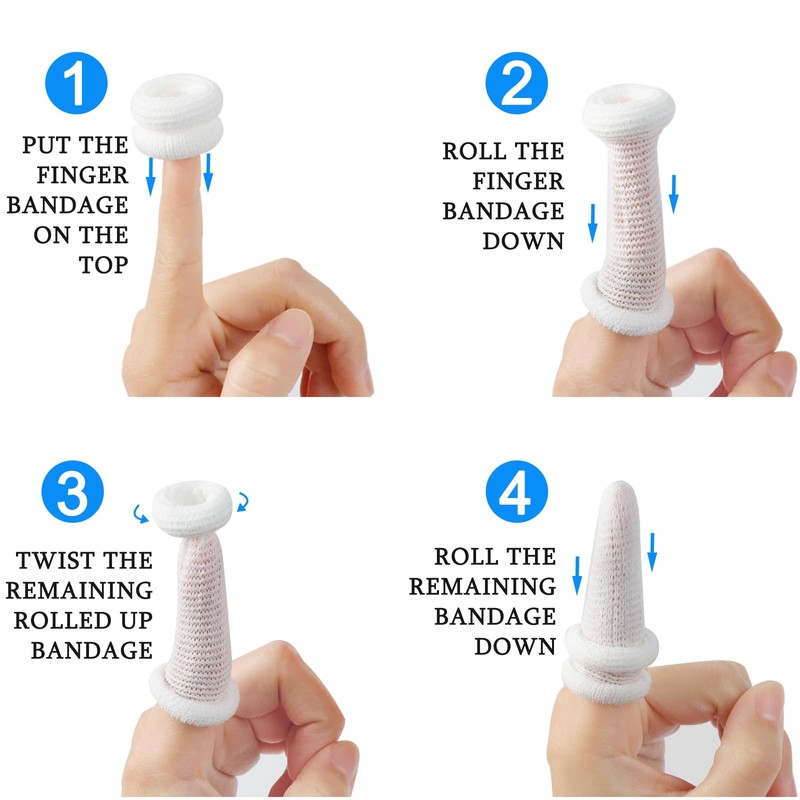 BLMHTWO 30PCS Finger Bandages, Cotton Tubular Finger cots, Elastic Finger