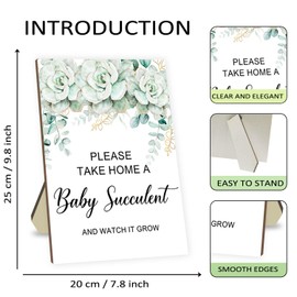 Baby Shower Party Favors- Watch Me Grow Succulent Tags Set, Including 1 Wooden Table Sign 50 Tags, Baby Shower Succulent Decor, Mini Decorations for Succulents