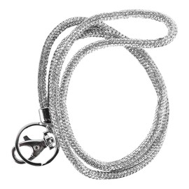 Laroal Crystal Bling Lanyard 80cm Rhinestone Office Lanyard for Women with Metal Clasp and Key Ring for ID Card Holder Lanyard Phone (Silver)