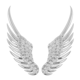 sourcing map Car Silver Tone Alloy Angel Wings Badge Stickers 2 Pcs