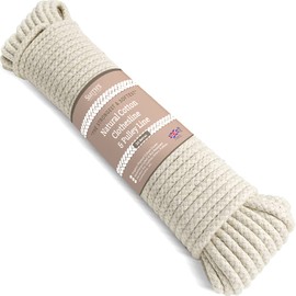 “The Strongest” Natural Cotton Clothesline Pulley by Smith’s® | 30m/99ft X 5.5mm | Soft Braided 130kgs Pulling Force Rope | Snag & Tear Resistant | 1 Year Guarantee!