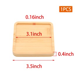 Square Bamboo Tray – 3.5” Outer Side, 3.1” Inner Side Plant Saucer or Mini Serving Tray for Small Planters, Snacks, Candles, or Bathroom Decor
