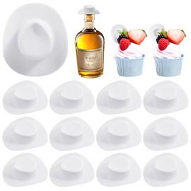 HKACSTHI 30 Pieces Mini Western Cowboy Hat Cowgirl Hat Doll Hats Plastic Cute Doll Hats Decoration Accessories for Party (White)