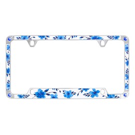Floral License Plate Frame with Beautiful Crystals.