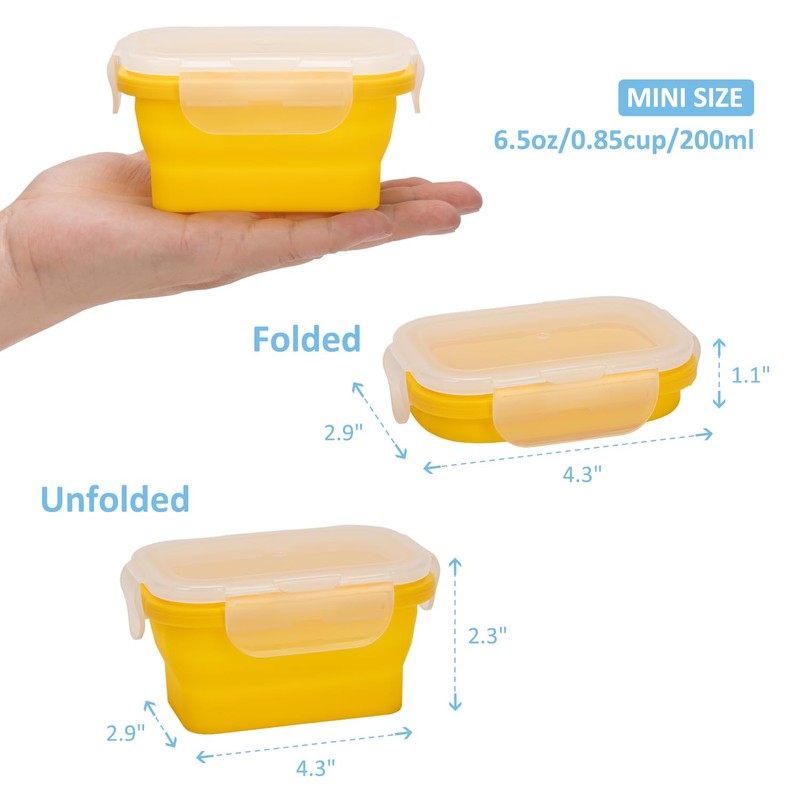 Annaklin Collapsible Food Storage Containers with Lids, Small Silicone Snack