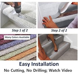 CarpetKrin, Non-Slip Nosing for Carpeted Stairs, x5Pcs, More Colors, 10 inches to 70 inches (34 x 2 Inches; Gray-Croc with SG4 Traction)