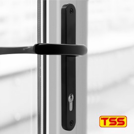 TSS UPVC Door Handles Set with Blank External (Dummy) - Lever/Lever - 92mm PZ (Centres) - 215mm Screw to Screw - Backplate 246mm X 32mm Replacement Dummy UPVC Door Handles (Black)