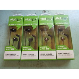Hottips LOT OF 4 Hottips Sound Style 4ft Stereo Earbuds IN LINE REMOTE & MIC Black U20