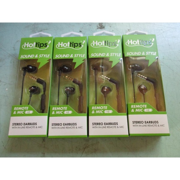 Hottips LOT OF 4 Hottips Sound Style 4ft Stereo Earbuds