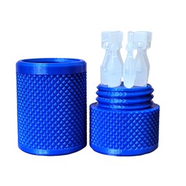 Eye Drop Vials Holder & Storage Case - Securely Store Seven (7) Single-Use Vials - Screw-On Lid, Knurled Pattern - Keep Vials Safe & Organized to Keep Track of Your Daily Usage (Blue)