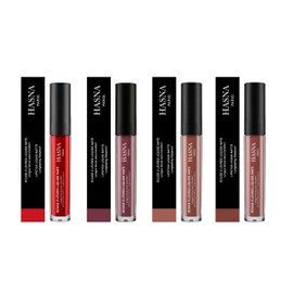 Hasna Paris Collection Liquid Lipstick Matte - No Transfer, Long-Lasting, Halal, 4 x 6 ml