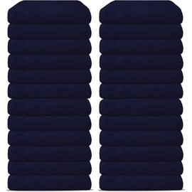 Generic Salon Towels Pack of 24 Super Absorbent Quick Dry Navy Blue Hand Towels Medium Size 25x15 Inches Double Stitched 100% Ring Spun Soft Cotton Spa Towels for Gym, Hotel, Home & Pool, 152524