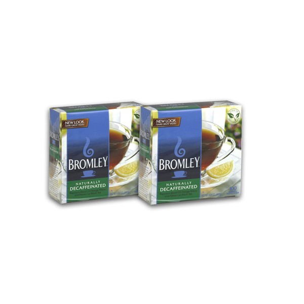 2 Boxes Bromley Naturaly Decaffeinated Tea 100 tea bags Decaf (Premium Black Tea Of Orange Pekoe And Pekoe Cut black Tea ) Contains Individually Wrapped Tea Bags