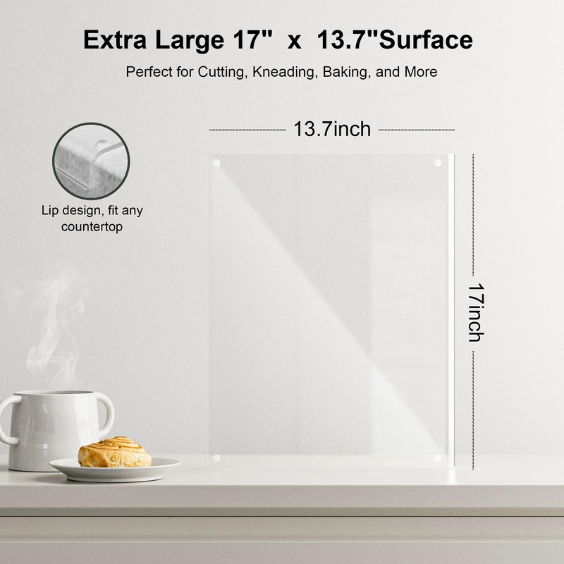 Tempered Glass Cutting Board with Lips, Clear Cutting Board, Easy
