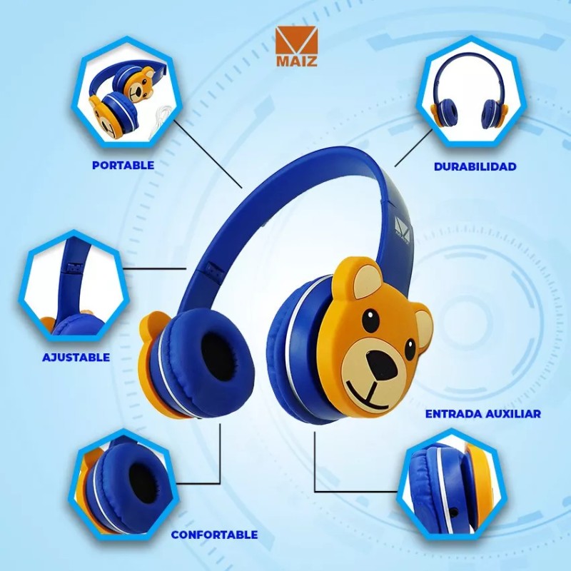 Maíz Audifono Manos Libres Diadema Ajustable Alambrico Ej-072