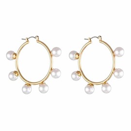 Pearl Hoop Earrings for Women Large Hoop Pearl Earrings Big Simulated Pearl Hoop Earrings for Women Fashion Statement Earrings Jewelry