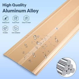 Heneymo 2 Pack Aluminum Floor Transition Strip, 0.1" H Flat Metal Door Threshold for Vinyl Wood Tile Carpet Concrete Flooring Gaps, Doorway Protector and Decor, Size 36" L x 4" W (Gold)