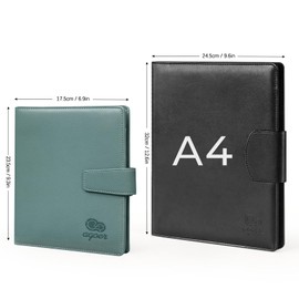 Agoer Writing Case A5 Clipboard Folder, Leather Conference Folder DIN A5 with Magnetic Closure, Writing Board Clipboard Including A5 Notepad and Pen