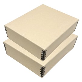 Lineco Museum Archival Storage Box, 8.75x10.75x3 in. Drop Front Design. Acid-Free with Metal Edge. Organize Photos, Pictures, Prints, Documents, Crafts, DIY. Tan, 2 Pack