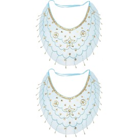 VALICLUD 2 x Veils for Party Cosplay Masks Women Masks for Masquerade Dresses Tassel Face Veil Belly Veil Prom Mask Girls Clothing Dance Veil Girls Outfit, Sky Blue/Blue