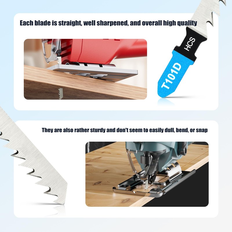 MUOZLOP 50pcsT101D Jigsaw Blades，6TPI Jig Saw Blades with Storage Case,T-Shank