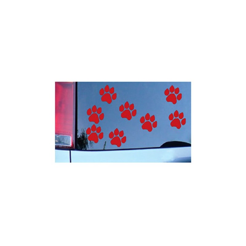 8 Dog Paw Prints Sticker Red - Dogs, Puppy, Pooch