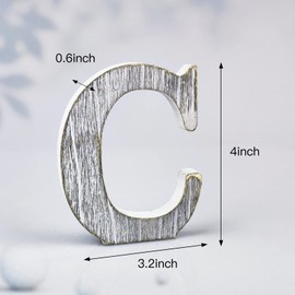 WOODOUNAI 4 Inch Wood Letters Unfinished Rustic Wood Letters for Wall Decor Decorative Standing Letters Slices Sign Board Decoration for Craft Home Party Projects (C)