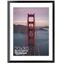 Heimlove 20x30 Black Poster Frames, Large 20x30 Picture Frames for Wall, Versatile Wall Display Frames with Mat for 16x24 Photos for Home, Bedroom, Office, Wall Hook Included - Set of 1