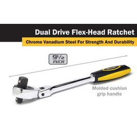 Titan 12358 3/8-Inch and 1/2-Inch Dual Drive x 9-1/2-Inch 72-Tooth Flex Head Dual Head Ratchet