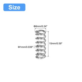 QUARKZMAN Pack of 5 Compression Spring 304 Stainless Steel Spring Spring Tension Springs Spring 6 mm AD 1 mm Wire Size 15 mm Free Length Coil Spring Coil Spring Steel Spring Silver