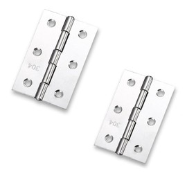 2 Pcs 3 Inch Stainless Steel Door Hinge Cabinet Hinge,Self Closing Overlay Cabinet Hinges,Folding Butt Hinges Window Hinges Outdoor Hinges with Mounting Screws/Silver (2)