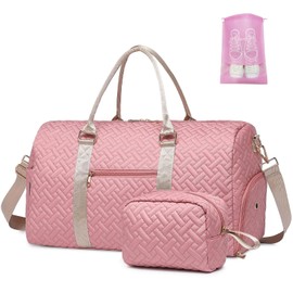 Duffle Bag for Travel, Weekender Bag with Shoe Compartment, Carry On Overnight Bag for Women with Toiletry Bag, 50L Gym Bag with Wet Pocket, Hospital Bags for Labor and Delivery