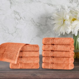 Superior Egyptian Cotton Face Towel/Washcloth Set, Small Towels for Home Bathroom, Master Bath, Decor Essentials, Quick Dry, Absorbent, Spa, Hotel, Resort, Adult, Kids, Set of 10, Caramel Brown