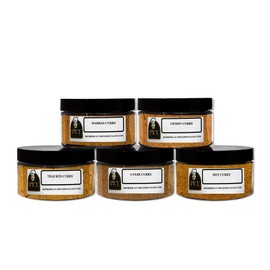 Curry Spices Gift Set - Contains: 5 different spice jars (1 each of: 4-Star Curry, Hot Curry, Lemon Curry, Madras Curry, Thai Red Curry)