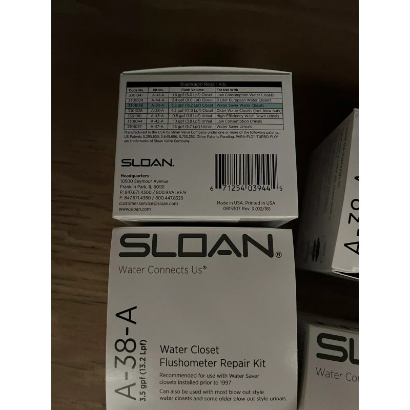 Sloan A38A 4pack Toilet Diaphragm 3.5gpf.