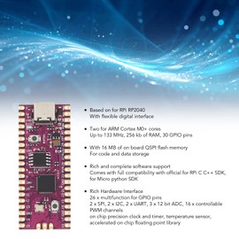 Microcontroller Module, Pico Boot Microcontroller Board, High Performance, ARM Cortex M0+ Processor, 256KB , 30 GPIO Pins (Black)