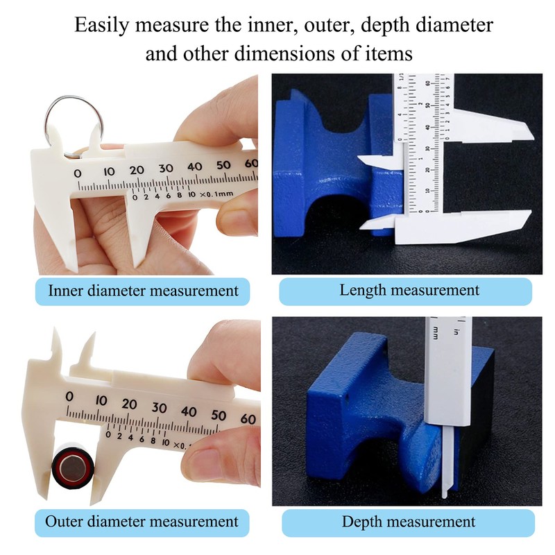 OHYER 4 Pieces Plastic Vernier Caliper with Double Scale Vernier