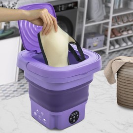 RibasuBB Portable Washing Machine Drying Machine 8L Foldable Semi-Automatic Washer for Baby Clothes Underwear Apartment Camping RV Travel (Purple)