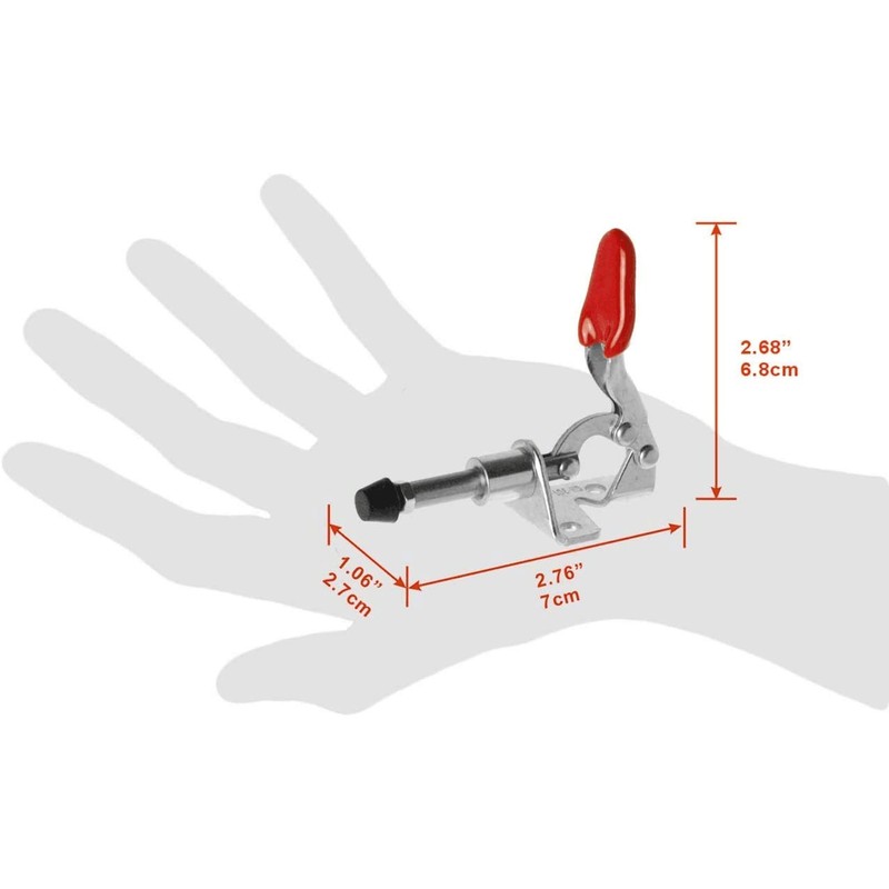 E-TING 4pcs Hand Tool Toggle Clamp Red Plast Horizontal Quick