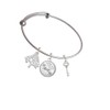 Delight Jewelry Silvertone Small Clear AB Crystals Oval Key Silvertone