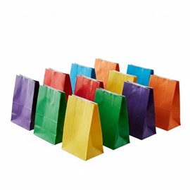 Assorted Color Paper Treat Bags - 5" × 10" (Pack of 12) - Perfect for Party Favors, Class Treats, Bake Goods & Gifts