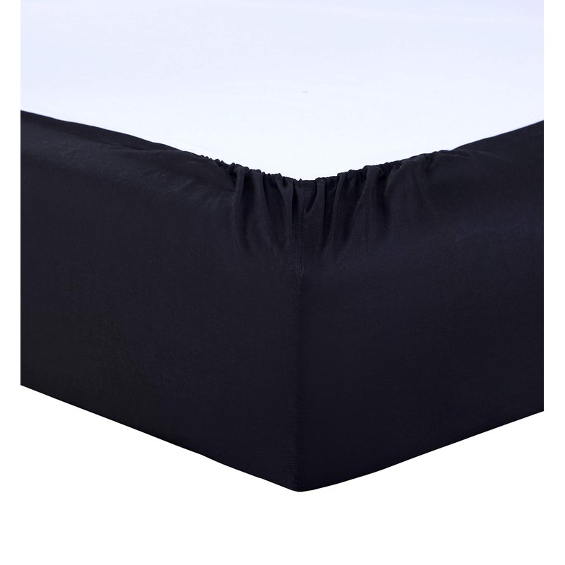 VISION Fitted Sheet 150 x 200 cm Black 100% Cotton