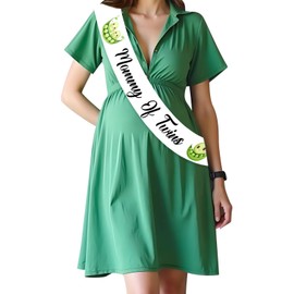 Jollyboom Two Peas in a Pod Twins Baby Shower Decorations, Greenery Mommy of Twins Sash for Sweet Peas Twins Baby Shower Neutral Gender Reveal Party Decorations Pregnant Mommy Gift