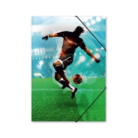 itenga Elastic Folder with Motif DIN A4 - Portfolio Folder Corner Folder - for Children Teenagers Students Girls Boys (Football - A4)