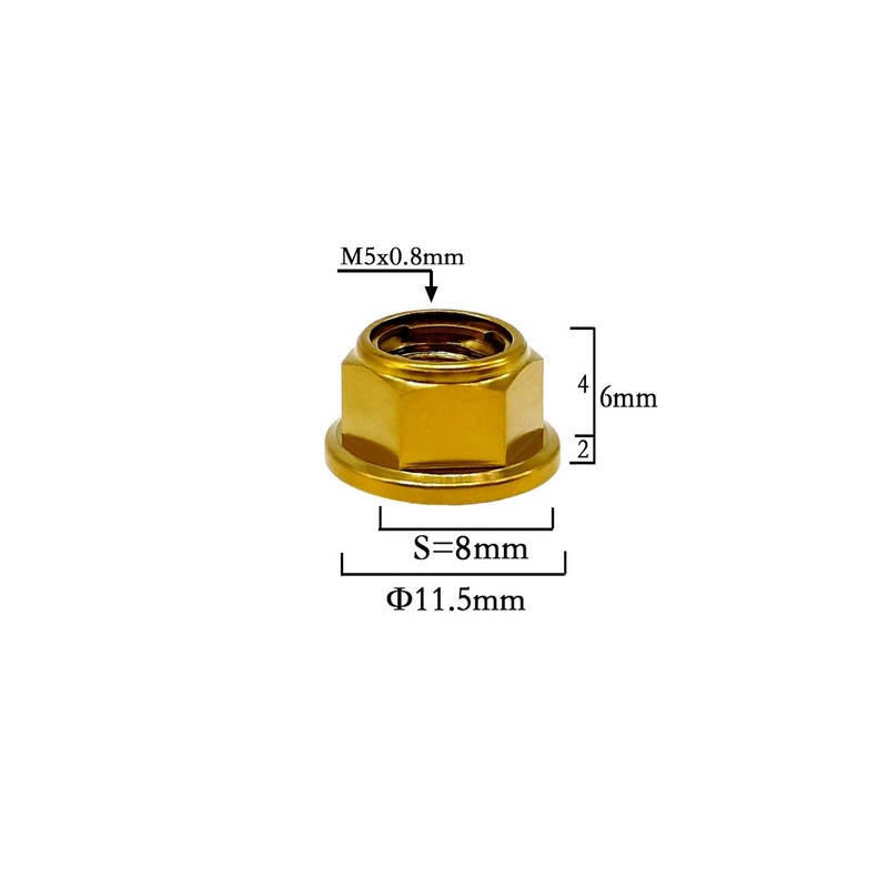 RISON Titanium Nut Titanium Flange Full Metal Lock Nut M5