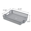 Readsky Grey Flat Plastic Storage Baskets Stackable, 38.5cm x 28cm